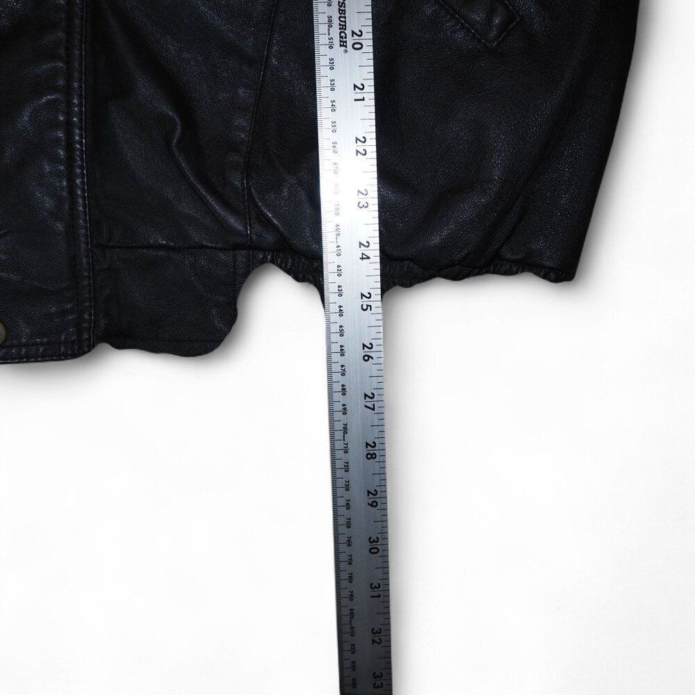 Rentini VTG Leather Grunge Punk Bomber Jacket "Sad Face" Men's L Black / White - Picture 10 of 10